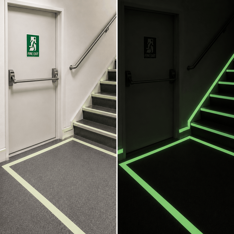 Vis billedet i billedesfremviseren, Luminescent tape "Glow in the Dark" for escape route marking, etc.