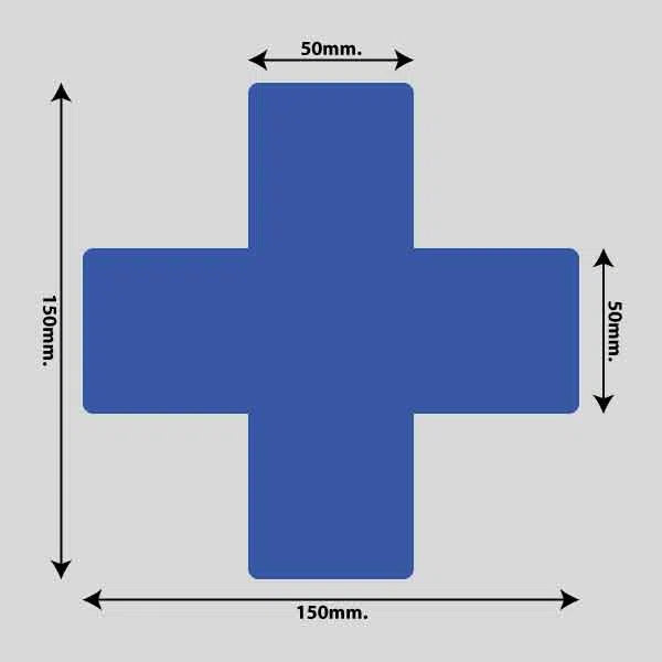 Vis billedet i billedesfremviseren, Gulvmarkerings Tape og Symboler.-Blå-Kryds 150mm x 150mm (10 stk. pakke)