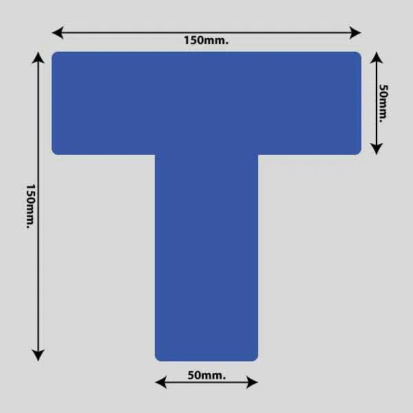 Vis billedet i billedesfremviseren, Gulvmarkerings Tape og Symboler.-Blå-T-Markering 150mm x 150mm (10 stk. pakke)