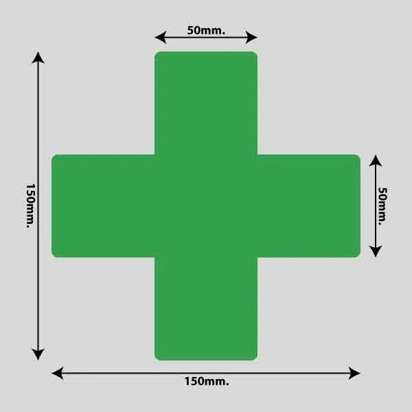 Vis billedet i billedesfremviseren, Gulvmarkerings Tape og Symboler.-Grøn-Kryds 150mm x 150mm (10 stk. pakke)