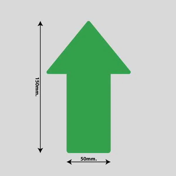 Vis billedet i billedesfremviseren, Gulvmarkerings Tape og Symboler.-Grøn-Pil 100mm x 150mm (10 stk. pakke)