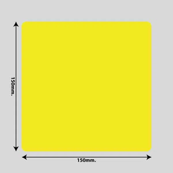 Vis billedet i billedesfremviseren, Gulvmarkerings Tape og Symboler.-Gul-Firkant 150mm x 150mm (10 stk. pakke)