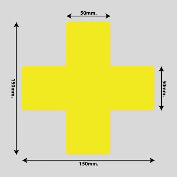 Vis billedet i billedesfremviseren, Gulvmarkerings Tape og Symboler.-Gul-Kryds 150mm x 150mm (10 stk. pakke)