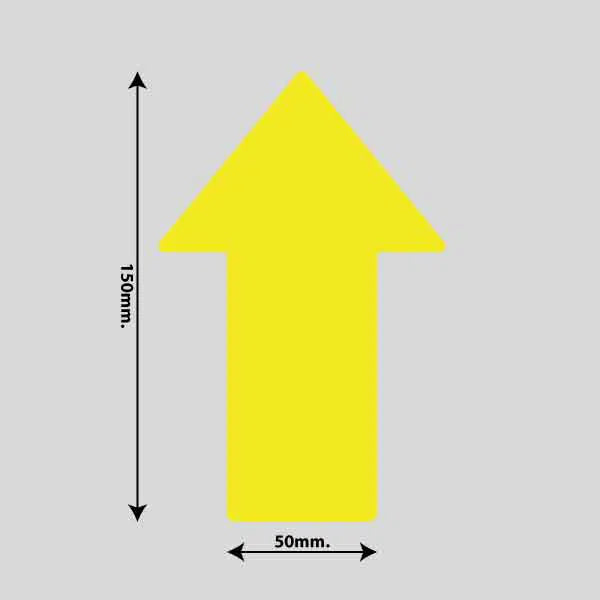 Vis billedet i billedesfremviseren, Gulvmarkerings Tape og Symboler.-Gul-Pil 100mm x 150mm (10 stk. pakke)