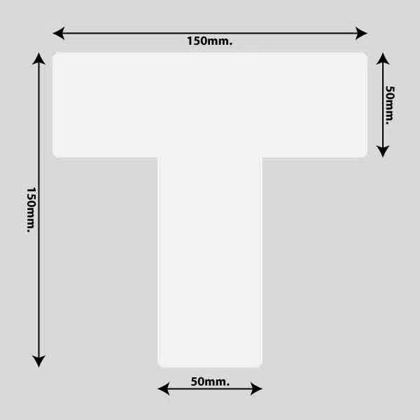 Vis billedet i billedesfremviseren, Gulvmarkerings Tape og Symboler.-Hvid-T-Markering 150mm x 150mm (10 stk. pakke)