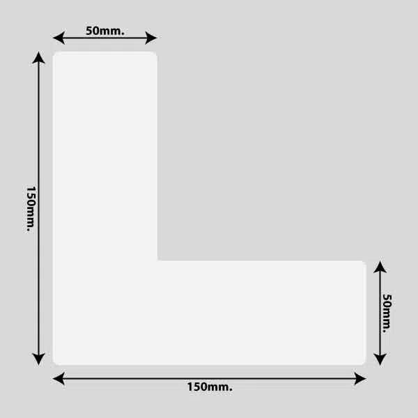Vis billedet i billedesfremviseren, Gulvmarkerings Tape og Symboler.-Hvid-Vinkel 150mm x 150mm (10 stk. pakke)