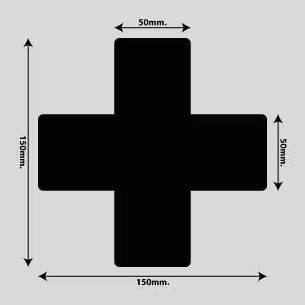 Vis billedet i billedesfremviseren, Gulvmarkerings Tape og Symboler.-Sort-Kryds 150mm x 150mm (10 stk. pakke)