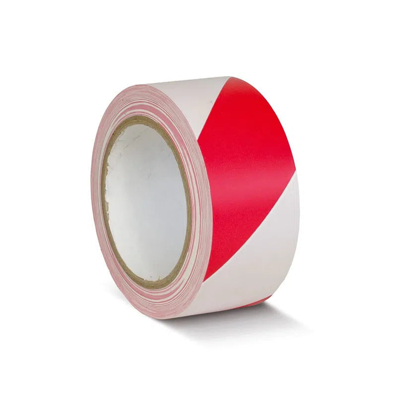 Load image into Gallery viewer, Gulvmarkeringstape-Roed/Hvid-50mm x 33meter