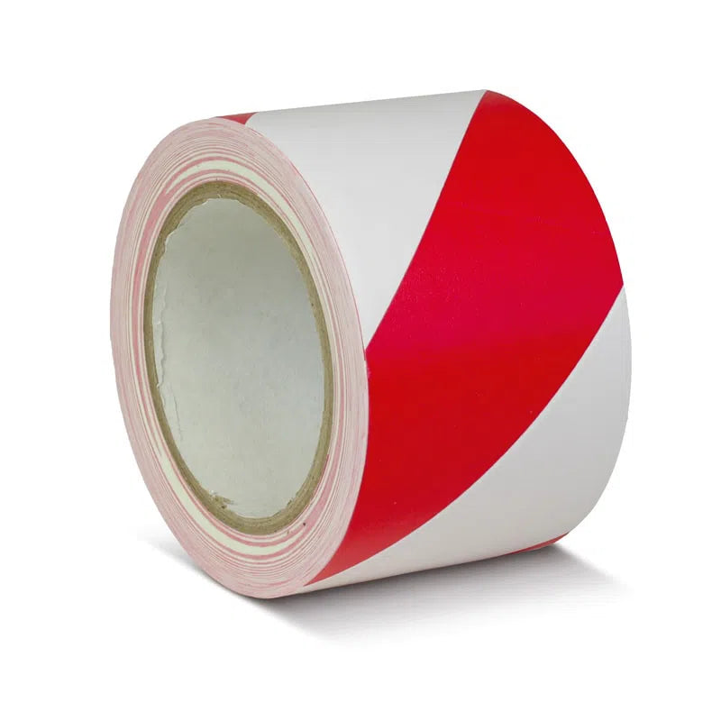 Load image into Gallery viewer, Gulvmarkeringstape-Roed/Hvid-75 mm x 33meter