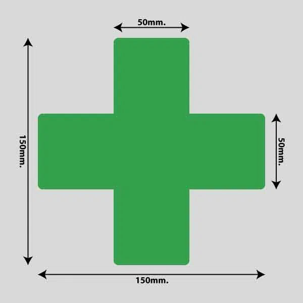 Vis billedet i billedesfremviseren, Gulvmarkerings Tape og Symboler.-Grøn-Kryds 150mm x 150mm (10 stk. pakke)
