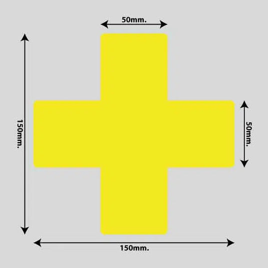 Gulvmarkerings Tape og Symboler.-Gul-Kryds 150mm x 150mm (10 stk. pakke)