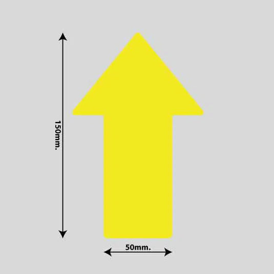 Gulvmarkerings Tape og Symboler.-Gul-Pil 100mm x 150mm (10 stk. pakke)