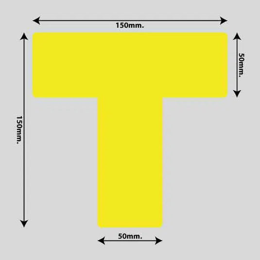 Gulvmarkerings Tape og Symboler.-Gul-T-Markering 150mm x 150mm (10 stk. pakke)