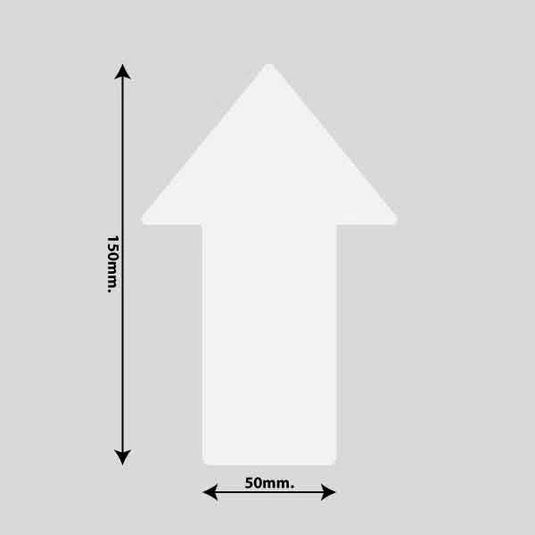 Gulvmarkerings Tape og Symboler.-Hvid-Pil 100mm x 150mm (10 stk. pakke)